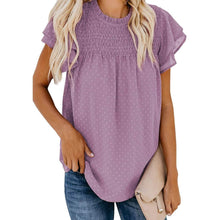 Load image into Gallery viewer, Women's Summer Cute Crewneck Lace Crochet Chiffon Blouse