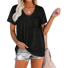 Load image into Gallery viewer, Women's Summer Short Sleeve Crew Neck Pocket Top