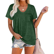 Load image into Gallery viewer, Women's Summer Short Sleeve Crew Neck Pocket Top