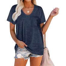 Load image into Gallery viewer, Women's Summer Short Sleeve Crew Neck Pocket Top
