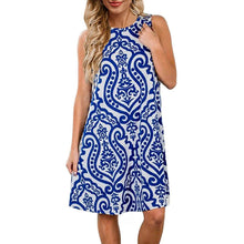 Load image into Gallery viewer, Women's Summer Sleeveless Damask Print Pocket Loose T-Shirt Cover Up Dress
