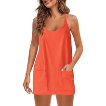 Load image into Gallery viewer, Womens Summer Sleeveless Mini Dress V Neck Spaghetti Strap with Pockets