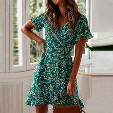 Load image into Gallery viewer, Women's Summer V-Neck Short Wrap Dress