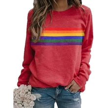 Load image into Gallery viewer, Women's T shirt Rainbow Graphic Long Sleeve Round Neck Tops