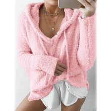 将图片加载到图库查看器,Women's Teddy Coat Plain Daily Basic Loose Hoodie