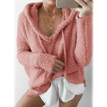 将图片加载到图库查看器,Women's Teddy Coat Plain Daily Basic Loose Hoodie