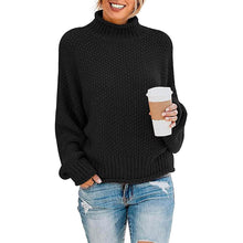 Load image into Gallery viewer, Women's Turtleneck Batwing Sleeve Loose Oversized Chunky Knitted Pullover Sweater Jumper Tops