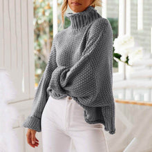 Load image into Gallery viewer, Women's Turtleneck Batwing Sleeve Loose Oversized Chunky Knitted Pullover Sweater Jumper Tops