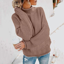 Load image into Gallery viewer, Women's Turtleneck Batwing Sleeve Loose Oversized Chunky Knitted Pullover Sweater Jumper Tops