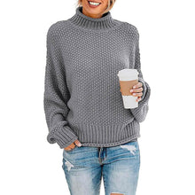 Load image into Gallery viewer, Women's Turtleneck Batwing Sleeve Loose Oversized Chunky Knitted Pullover Sweater Jumper Tops