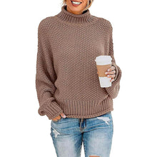 Load image into Gallery viewer, Women's Turtleneck Batwing Sleeve Loose Oversized Chunky Knitted Pullover Sweater Jumper Tops