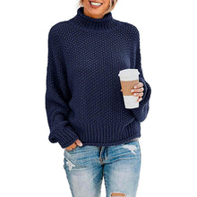 Load image into Gallery viewer, Women's Turtleneck Batwing Sleeve Loose Oversized Chunky Knitted Pullover Sweater Jumper Tops