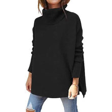 将图片加载到图库查看器,Women's Turtleneck Oversized Sweaters Long Batwing Sleeve Spilt Hem Tunic
