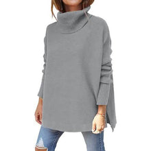 将图片加载到图库查看器,Women's Turtleneck Oversized Sweaters Long Batwing Sleeve Spilt Hem Tunic