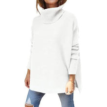 将图片加载到图库查看器,Women's Turtleneck Oversized Sweaters Long Batwing Sleeve Spilt Hem Tunic