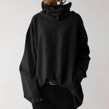 将图片加载到图库查看器,Women's Turtleneck Wide Sleeves Solid Loose Pullover Sweatshirt