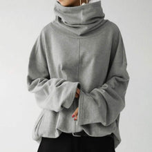 将图片加载到图库查看器,Women's Turtleneck Wide Sleeves Solid Loose Pullover Sweatshirt