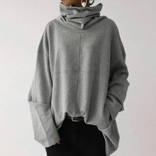 将图片加载到图库查看器,Women's Turtleneck Wide Sleeves Solid Loose Pullover Sweatshirt
