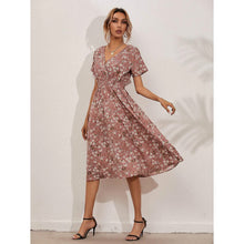 Load image into Gallery viewer, Women's V Neck Casual Boho Loose Midi Dress