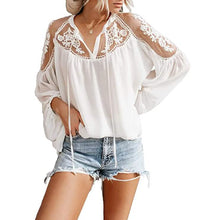 Load image into Gallery viewer, Women's V-Neck Crochet Lace Top