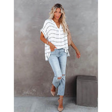 Load image into Gallery viewer, Women's V-Neck Loose Shirt Short Sleeve Top