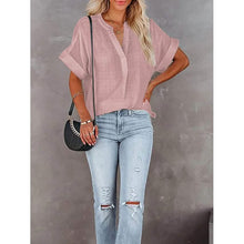 Load image into Gallery viewer, Women's V-Neck Loose Shirt Short Sleeve Top