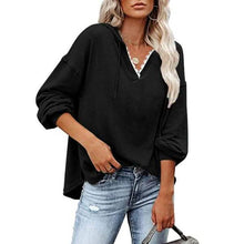 Load image into Gallery viewer, Women's V-neck Pullover Hoodie Sweater