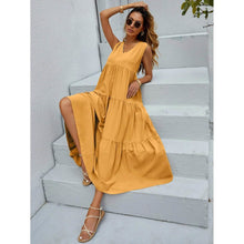 Load image into Gallery viewer, Women's V-neck Ruffle Hem Solid Dress