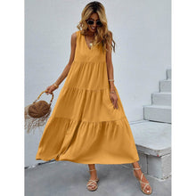 Load image into Gallery viewer, Women's V-neck Ruffle Hem Solid Dress