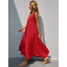 Load image into Gallery viewer, Women's V-neck Ruffle Hem Solid Dress