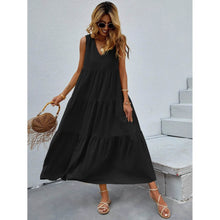 Load image into Gallery viewer, Women's V-neck Ruffle Hem Solid Dress