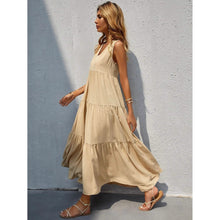Load image into Gallery viewer, Women's V-neck Ruffle Hem Solid Dress