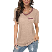 Load image into Gallery viewer, Womens V Neck Short Sleeve Tops