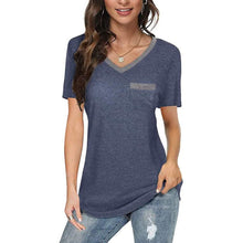 Load image into Gallery viewer, Womens V Neck Short Sleeve Tops