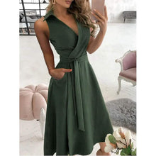 Load image into Gallery viewer, Women's V-Neck Sleeveless Long Dress