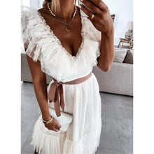 Load image into Gallery viewer, Women's V-Neck Solid Pleated Dress