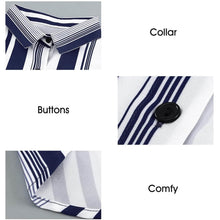 Load image into Gallery viewer, Womens V Neck Striped Roll up Sleeve Button Down Blouses Top