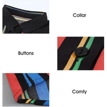 Load image into Gallery viewer, Womens V Neck Striped Roll up Sleeve Button Down Blouses Top