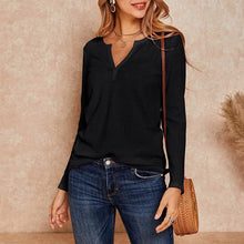 Load image into Gallery viewer, Women's V Neck Waffle Knit Henley Tops