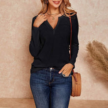 Load image into Gallery viewer, Women's V Neck Waffle Knit Henley Tops