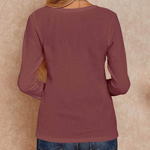 Load image into Gallery viewer, Women's V Neck Waffle Knit Henley Tops