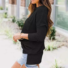 Load image into Gallery viewer, Women's Waffle Knit Fall Oversized Sweater V Neck Pullover Tops