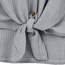 Load image into Gallery viewer, Womens Waffle Knit Tunic Blouse Tie Knot Henley Tops