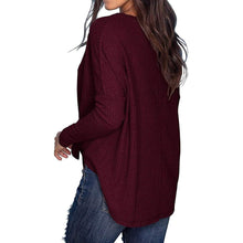 Load image into Gallery viewer, Womens Waffle Knit Tunic Blouse Tie Knot Henley Tops