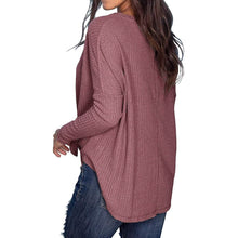 Load image into Gallery viewer, Womens Waffle Knit Tunic Blouse Tie Knot Henley Tops