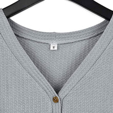 Load image into Gallery viewer, Womens Waffle Knit Tunic Blouse Tie Knot Henley Tops