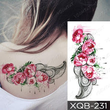 Load image into Gallery viewer, Womens Waterproof Temporary Tattoo Sticker Blue Flower Luxury Big Tatoo For Body Arm