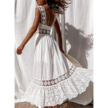 将图片加载到图库查看器,Women's White Sleeveless Solid Lace Panel Dress