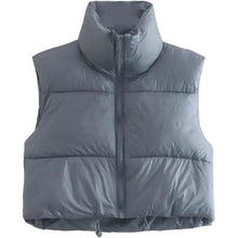 Load image into Gallery viewer, Women's Winter Crop Vest Lightweight Sleeveless Warm Outerwear Puffer Vest Padded Gilet
