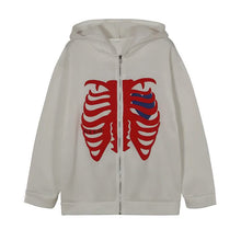 Load image into Gallery viewer, Women's Zip Up Skeleton Letter Hoodie Sweatshirt